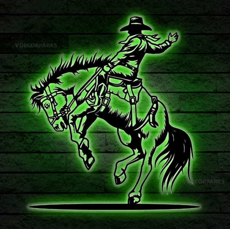 Western Cowboy Texas Metal Wall Art Led Light Dallas Cowboy Riding Horse Name Sign Cowboy Sign Country Decoration Housewarming Birthday Gift