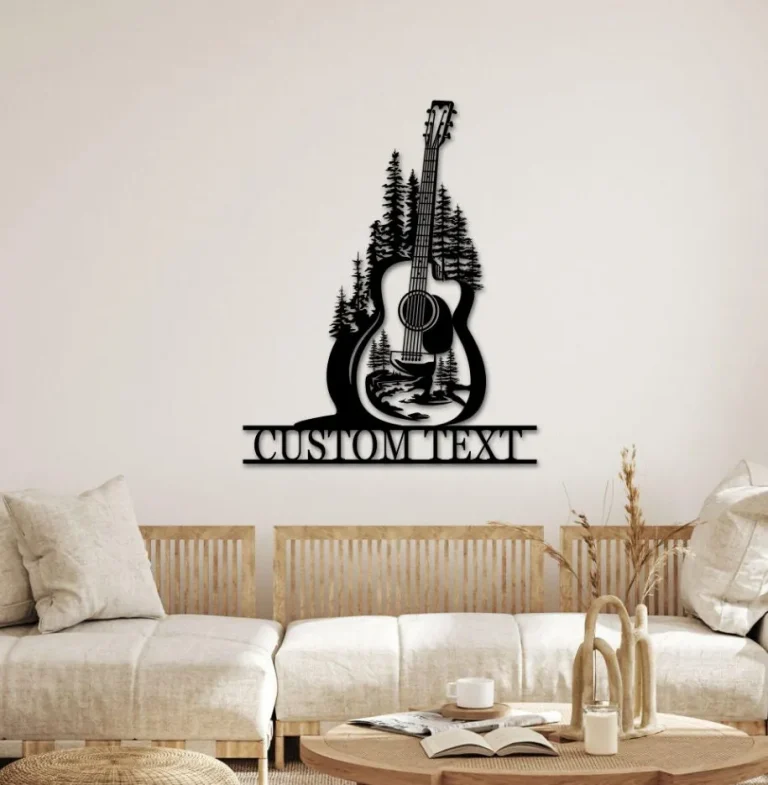 Custom Guitar Metal Sign , Guitar Signs, Guitar Studio Name Wall Decor, Guitar Wall Hanging For Decoration, Guitar Decor, Music Room Decor