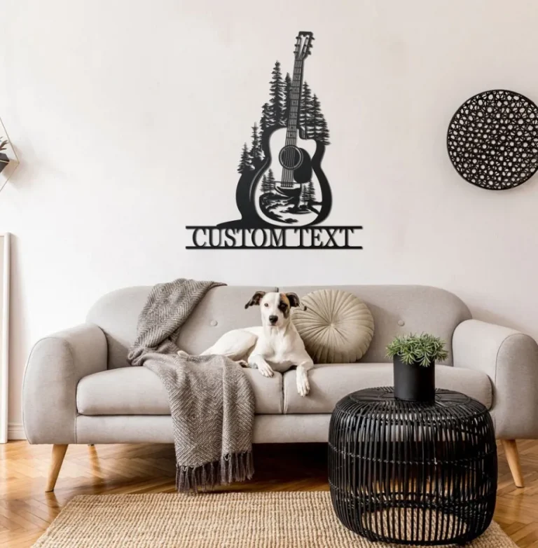 Custom Guitar Metal Sign , Guitar Signs, Guitar Studio Name Wall Decor, Guitar Wall Hanging For Decoration, Guitar Decor, Music Room Decor