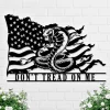 Don't Tread On Me Distressed Flag Metal Sign With Led Light, Custom Snake Flag Wall Decor, Gadsden Flag Wall Art, Snake Decor, 2nd Amendment