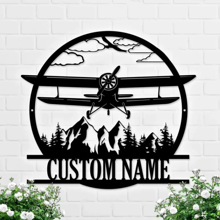 Airplane Metal Wall Art Custom Pilot Name Sign Home Decor Personalized Aircraft Hangar Decoration Air Force Military Fighter Aircraft