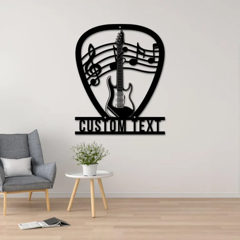 Personalized Guitar Pick Metal Wall Art, Music Room Decor, Guitar Pick Sign, Musical Instruments, Music Room, Guitar Drums Keyboard, Gift