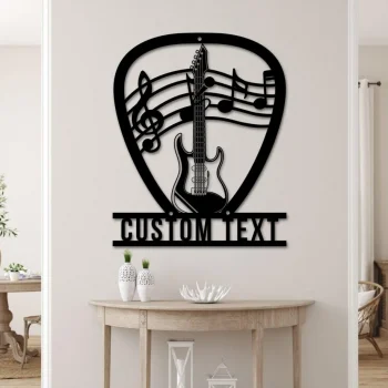 Personalized Guitar Pick Metal Wall Art, Music Room Decor, Guitar Pick Sign, Musical Instruments, Music Room, Guitar Drums Keyboard, Gift