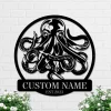 Personalized Octopus Metal Sign, Custom Octopus Name Sign, Octopus Metal Wall Art, Octopus Beach Home Decor, Octopus Sea Life Wall Decor