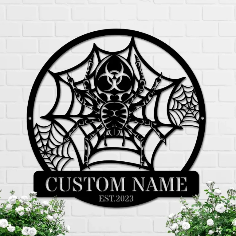 Custom Spider Metal Wall Art Spider Sign Personalized Spider Lover Name Sign Home Decor Kid Nursery Decoration Halloween Christmas Birthday