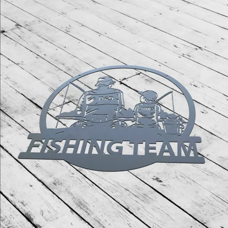 Custom Fishing Dad And Son Metal Sign, Fishing Monogram, Fisher Personalized Name Metal Wall Art, Gifts For Dad, Father's Day Gift, Fishing