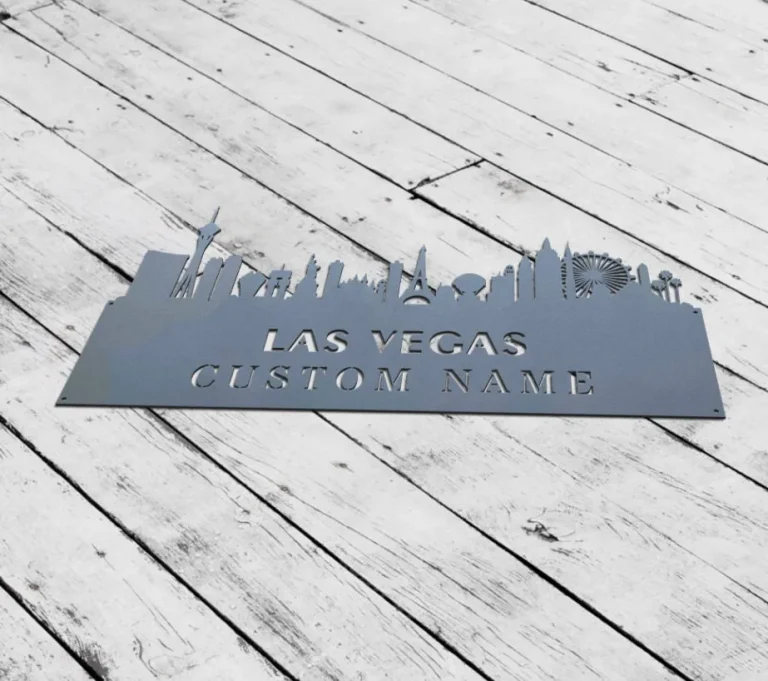 Custom Las Vegas Skyline Metal Sign, Las Vegas Scene Decor Nevada Home Cityscape Name Sign, Home Decor, Born In Las Vegas, Housewarming Gift