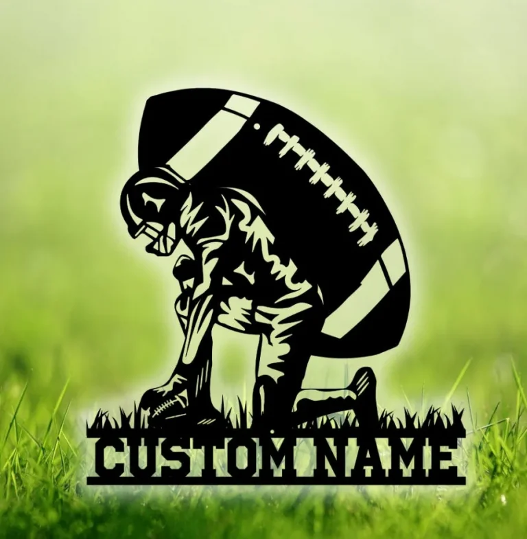 Custom Us Football Player Name Sign, Personalized Football Player Metal Wall Art, Decoration For Room, Football Metal Decor, Football Sign