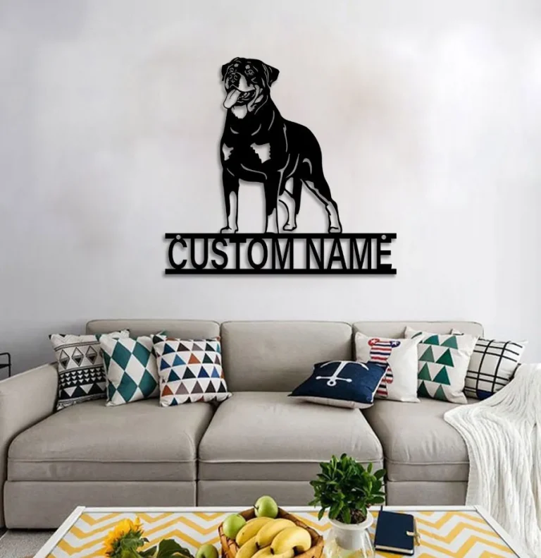 Custom Lazy Rottweiler Metal Wall Art, Personalized Dog Lover Name Sign, Lazy Rottweiler Lover Gift, Home Decor, Ideal For Home Decor & Gift