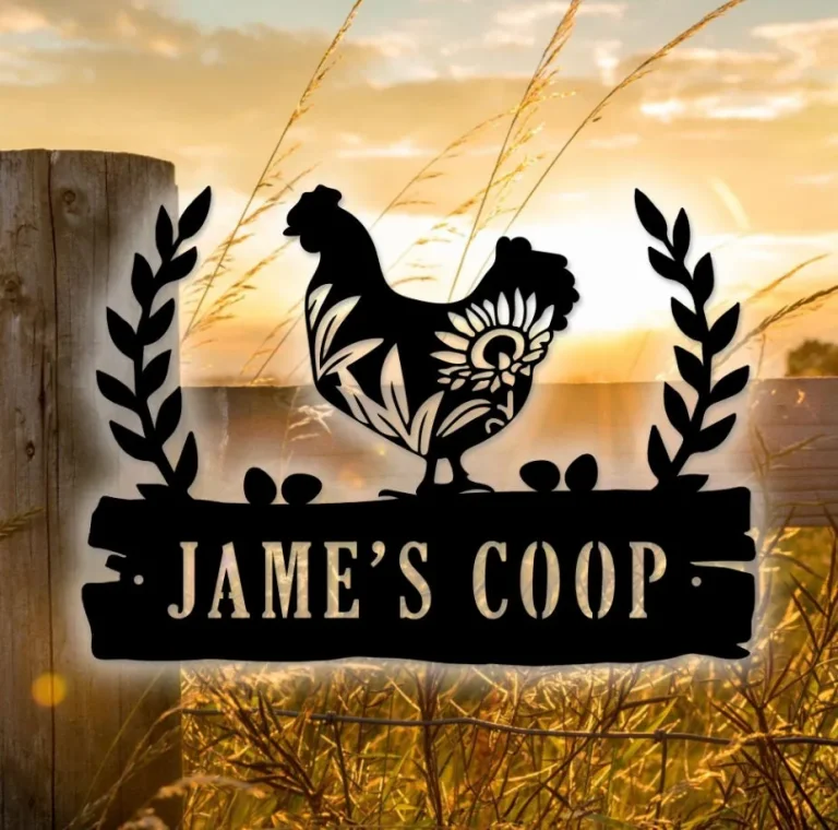 Personalized Farm Metal Sign, Metal Chicken Coop Sign, Custom Farm Sign, Rooster Metal Wall Hanging, Barn House Decor, Welcome Metal Art