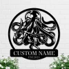 Personalized Octopus Metal Sign, Octopus Metal Wall Art, Custom Octopus Name Sign, Octopus Beach Home Decor, Octopus Sea Life Wall Decor