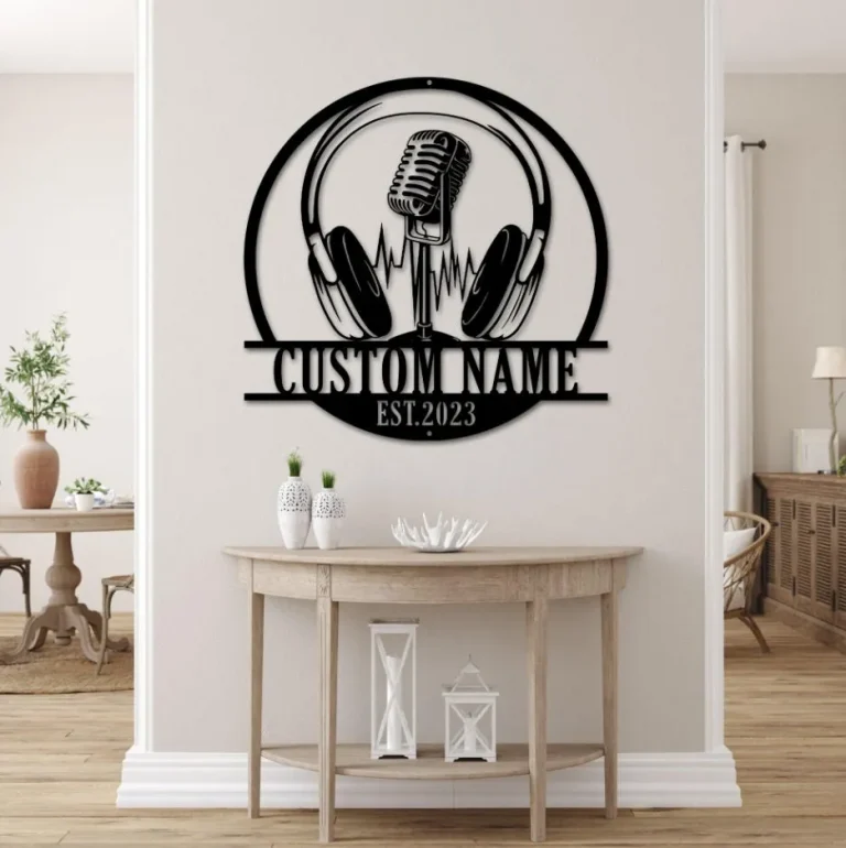 Microphone Metal Sign, Custom Microphone Metal Signs, Musical Instrument Metal Wall Decor, Micro Wall Hanging For Decoration, Home Decor