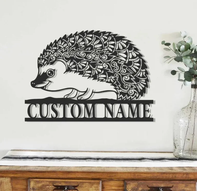 Custom Hedgehog Metal Wall Art, Personalized Hedgehog Lover Name Sign, Home Decor, Kid Nursery Decoration, Pet Animal, Housewarming Hedgehog