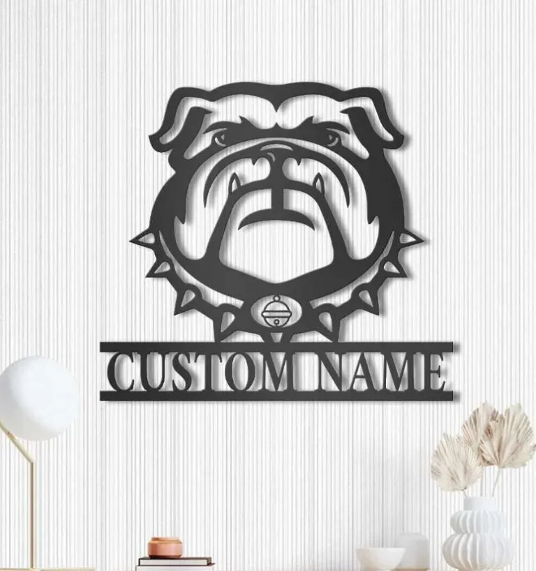 Custom Bulldog Metal Wall Art - Bulldog Metal Sign - Personalized Dog Lover Name Sign Home Decor - Bulldog Gift Lover- Bulldog Sign