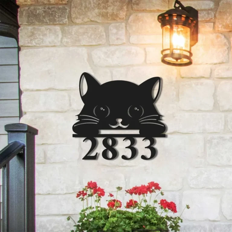 Cat House Number Sign, Cat House Address Sign, Custom Door Number Sign, Cat Welcome Sign, Housewarming Gift Gift For, Cat Lovers House Number