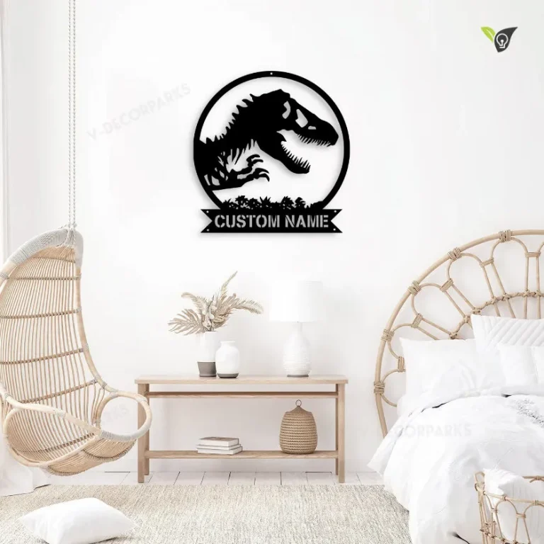 Custom Name Dinosaur Metal Sign With Led Lights, Kid Room Decor, T-rex Metal Sign, Nursery Name Sig, Home Decor, Gift For Kids, Birthday Gift