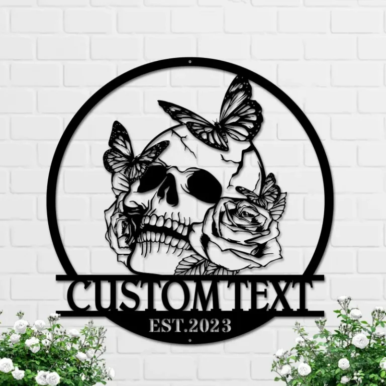 Personalized Sugar Skull Metal Sign, Custom Skull Wall Art For Room Decor, Man Cave Decor, Skull Metal Art, Skull Name Sign, Skull Wall Hanging