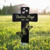 Custom Butterfly Memorial Cross Stake Metal, Cross With Heart, Butterfly Garden Stakes, Sympathy Sign, Grave Marker, Garden Stake For Loss Of Pet