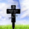 Custom Dragonfly Memorial Cross Stake Metal, Grave Marker Cemetery Stake, Cross With Hearts, Loss Of Loved One Sympathy, In Memory Of