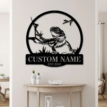 Custom Bearded Dragon Metal Wall Art Personalized Lizard Lover Name Sign Home Decor Kid Boy Girl Nursery Decor Christmas Gift Bearded Dragon