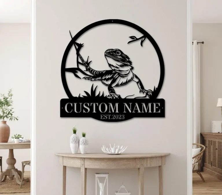 Custom Bearded Dragon Metal Wall Art Personalized Lizard Lover Name Sign Home Decor Kid Boy Girl Nursery Decor Christmas Gift Bearded Dragon