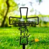 Memorial Cross Metal Stake Personalized, Grave Site Marker, Memorial Stake For Ourdoor Site, Memorial Cross Stake, Fisherman Grave Marker