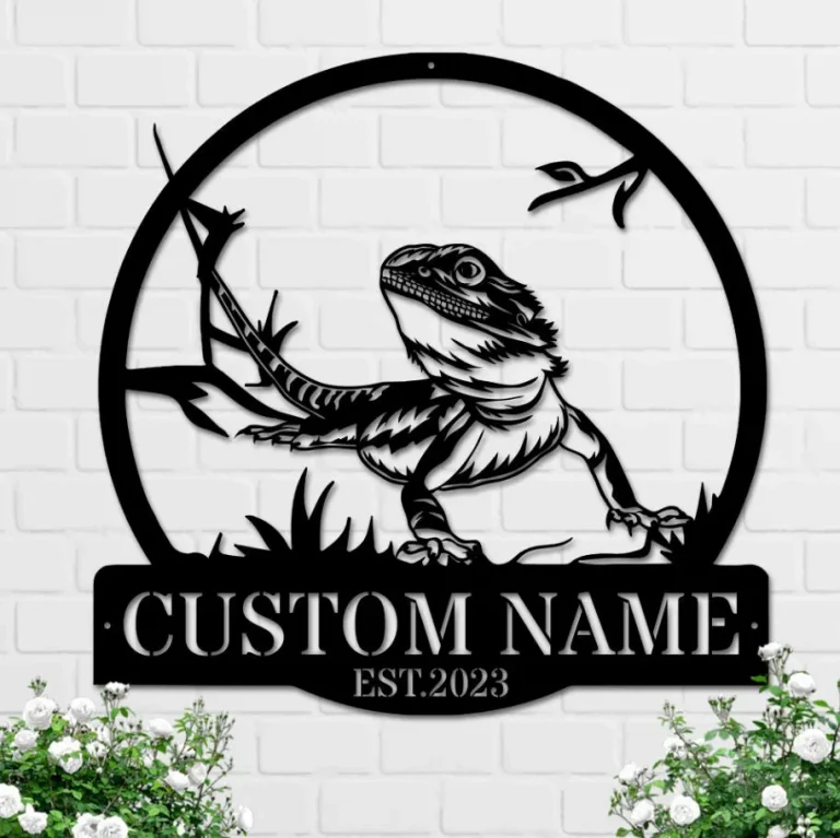 Custom Bearded Dragon Metal Wall Art Personalized Lizard Lover Name Sign Home Decor Kid Boy Girl Nursery Decor Christmas Gift Bearded Dragon