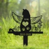 Personalized Cat Memorial Garden Stake, Rustic Rusty Metal Cat With Wings And Butterfly, Loss Of Cat Grave Marker, Sympathy Outdoor Decor