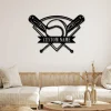 Personalized Baseball Swivel Metal Bowl Wall Art, Customized Player Name Sign, Baseball Lover Sign Decoration For Living Room Birthday Gifts