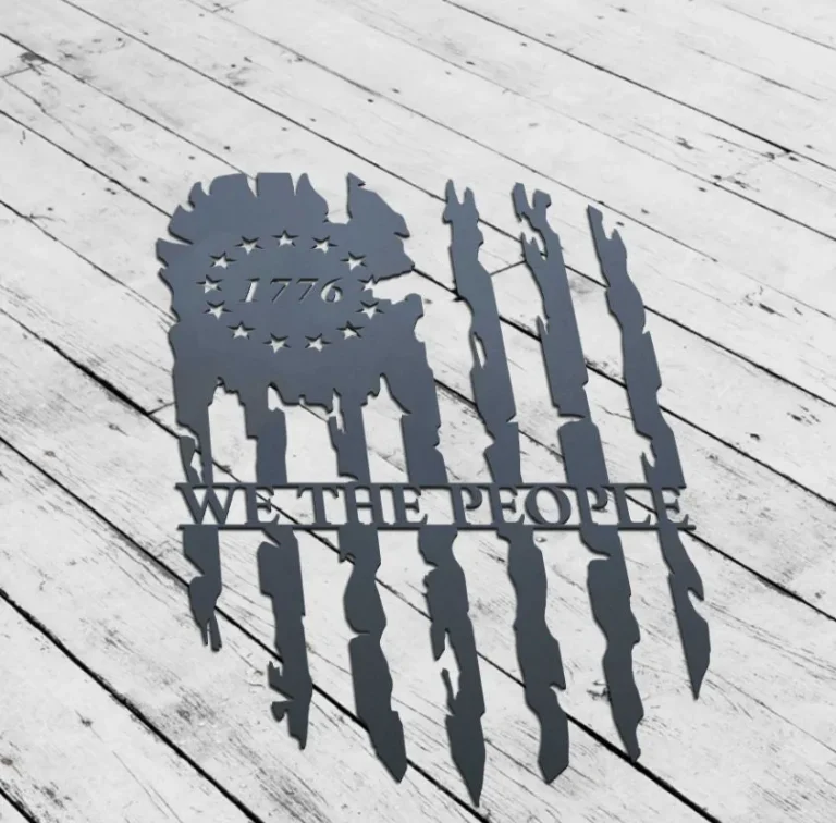 We The People 1776 Flag Metal Wall Art, We The People With Betsy Ross Union Flag Metal Wall Decor, Patriotic Home Decor, We The People Sign