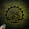 Custom Motorcycle Garage Metal Wall Art With Led Lights, Personalized Motorcycle Metal Sign, Motorcycle Art, Bike Lover Gift Last Name Plaque