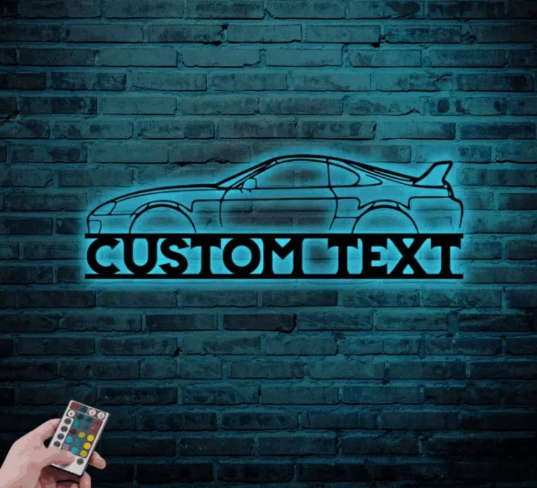 Custom Car Silhouette Metal Wall Art With Led Lights, Car Garage Wall Decor, Man Cave Sign, Metal Wall Art, Car Gift For Him, Gift For Car Lovers