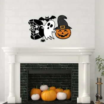 Boo With Ghost Metal Sign Fall Front Porch Decor Halloween Metal Wall Art Autumn Door Decor Halloween Decor Pumpkin Halloween Art