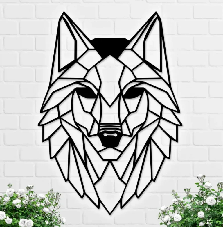 Wolf Art, Wolf Wall Hanging, Metal Wolf Wall Art, Wolf Wall Decor, Wolf Gifts For Men, Geometric Wolf Sign, Animal Wall Art, Gift For Son