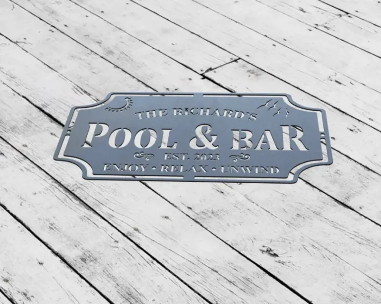 Custom Pool & Patio Sign Backyard Bar And Grill Pool Deck Last Name Sign, Swimming Pool Decor, Backyard Pool Decor, Pool Sign Beach House Sign