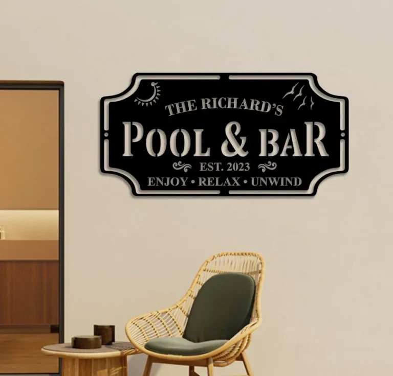 Custom Pool & Patio Sign Backyard Bar And Grill Pool Deck Last Name Sign, Swimming Pool Decor, Backyard Pool Decor, Pool Sign Beach House Sign