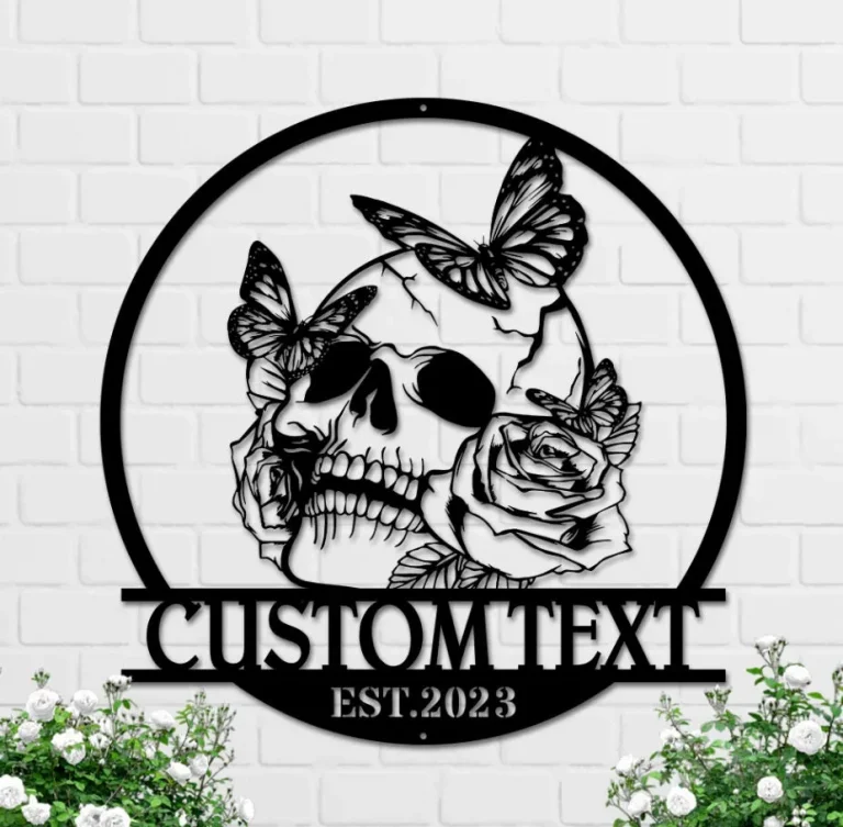Personalized Sugar Skull Metal Sign, Custom Skull Wall Art For Room Decor, Man Cave Decor, Skull Metal Art, Skull Name Sign, Skull Wall Hanging