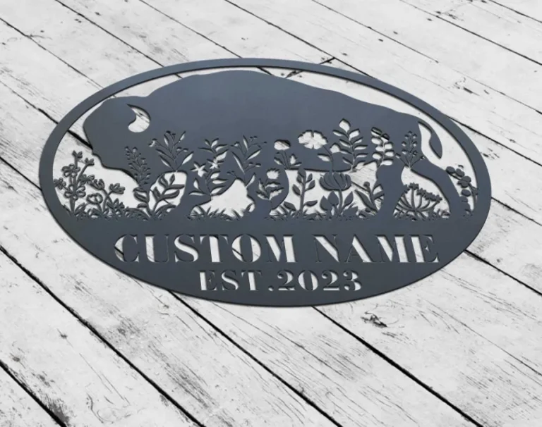 Bison Wildflower Farmhouse Metal Wall Art Bison Farm Floral Buffalo Farm Sign Home Decor Heifer Cow Barn Decoration Housewarming Birthday