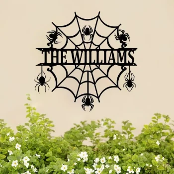 Personalized Spider Web Name Sign, Halloween Home Decor, Halloween Gift Idea, Housewarming Gift, Family Gift, Address Sign