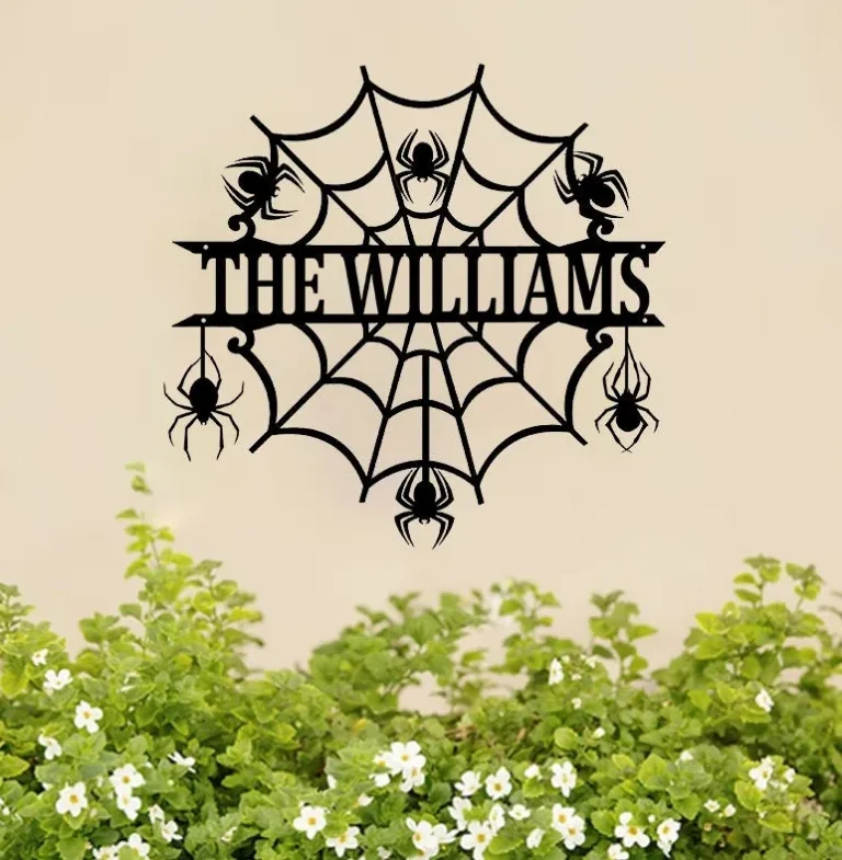 Personalized Spider Web Name Sign, Halloween Home Decor, Halloween Gift Idea, Housewarming Gift, Family Gift, Address Sign