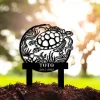 Turtle Memorial Stake, Custom Floral Turtle Garden Stake, Turtle Lover Gift, Personalized Turtle Metal Yard Stake, Turtle Address Sign For Yard