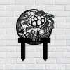 Turtle Memorial Stake, Custom Floral Turtle Garden Stake, Turtle Lover Gift, Personalized Turtle Metal Yard Stake, Turtle Address Sign For Yard