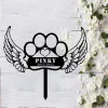 Custom Heart With Angel Wings Memorial Stake, Cat Dog Memorial Grave Marker, Pet Memorial Gift, Angel Wings Stake, Dog Memorial With Wings