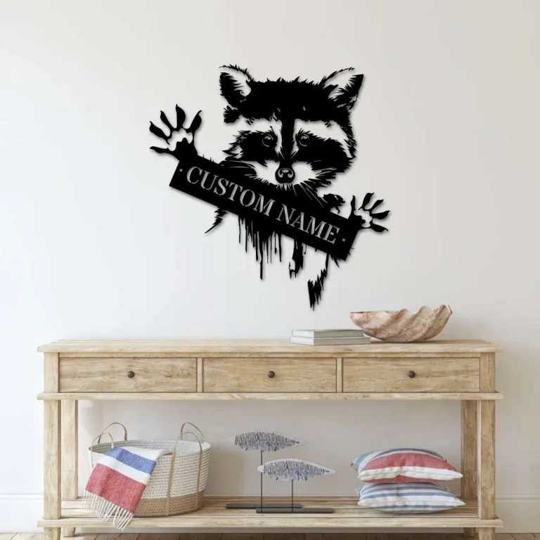 Custom Raccoon Metal Sign, Raccoon Gifts, Raccoon Wall Decor, Animal Sign, Raccoon Nursery Decor, Birthday Gift For Kids Wall Art Cabin Decor