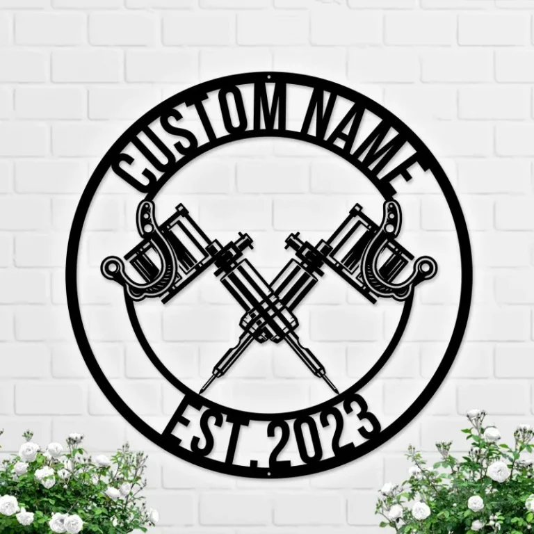 Custom Tattoo Artist Metal Wall Art, Tattoo Name Store, Tattoo Ink Studio Decor, Tattoo Machine Signs, Gift For Her, Tattoo, Christmas Gifts