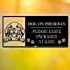 Dog On Premises Please Leave Packages At Gate Metal Sign Decor, Warning Gate Plaque, Warning Dog On Premises Sign, Beware Of Dog Metal Art