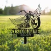Custom Rider Memorial Metal Stake, Biker Memorial, Riding With Angels, Motorcycle With Wings Metal Sign, Loss Of Loved One, Garden Stakes
