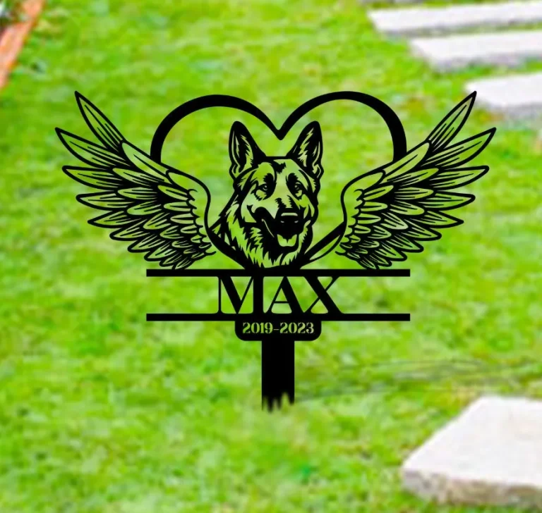 Dog Memorial Stake, Metal Stake, German Shepherd, Sympathy Sign, Pet Grave Marker, Pet Angels Remembrance Stake, German Shepherd Sign