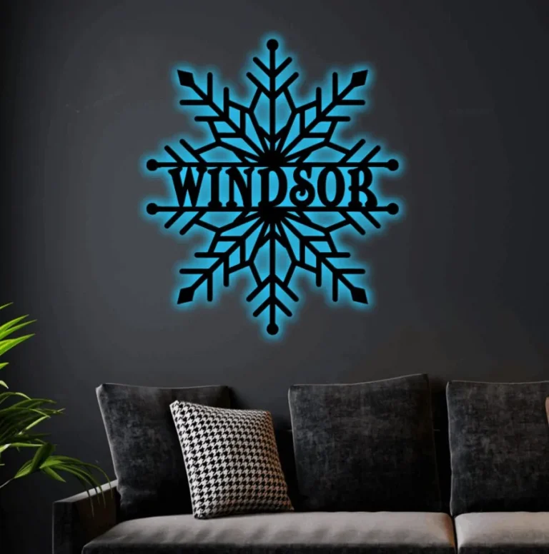 Personalized Chirstmas Snowflake Monogram Metal Sign With Led Lights, Family Chirstmas Sign, Merry Christmas Sign, Housewarming Gift, Home Decor