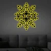 Personalized Chirstmas Snowflake Monogram Metal Sign With Led Lights, Family Chirstmas Sign, Merry Christmas Sign, Housewarming Gift, Home Decor